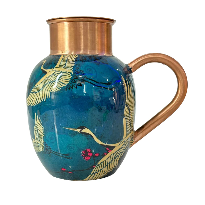 copper pitcher bird design